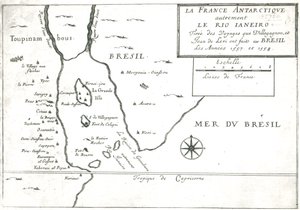 The Rio Ianeiro, from the Travels of Villegagnon and Jean le Leri in Brazil 1557-1558 by French School